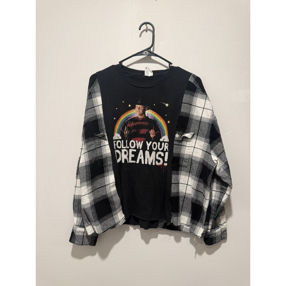 Rework Upcycle Grunge Oversize Horror Freddy Krueger Top M/L